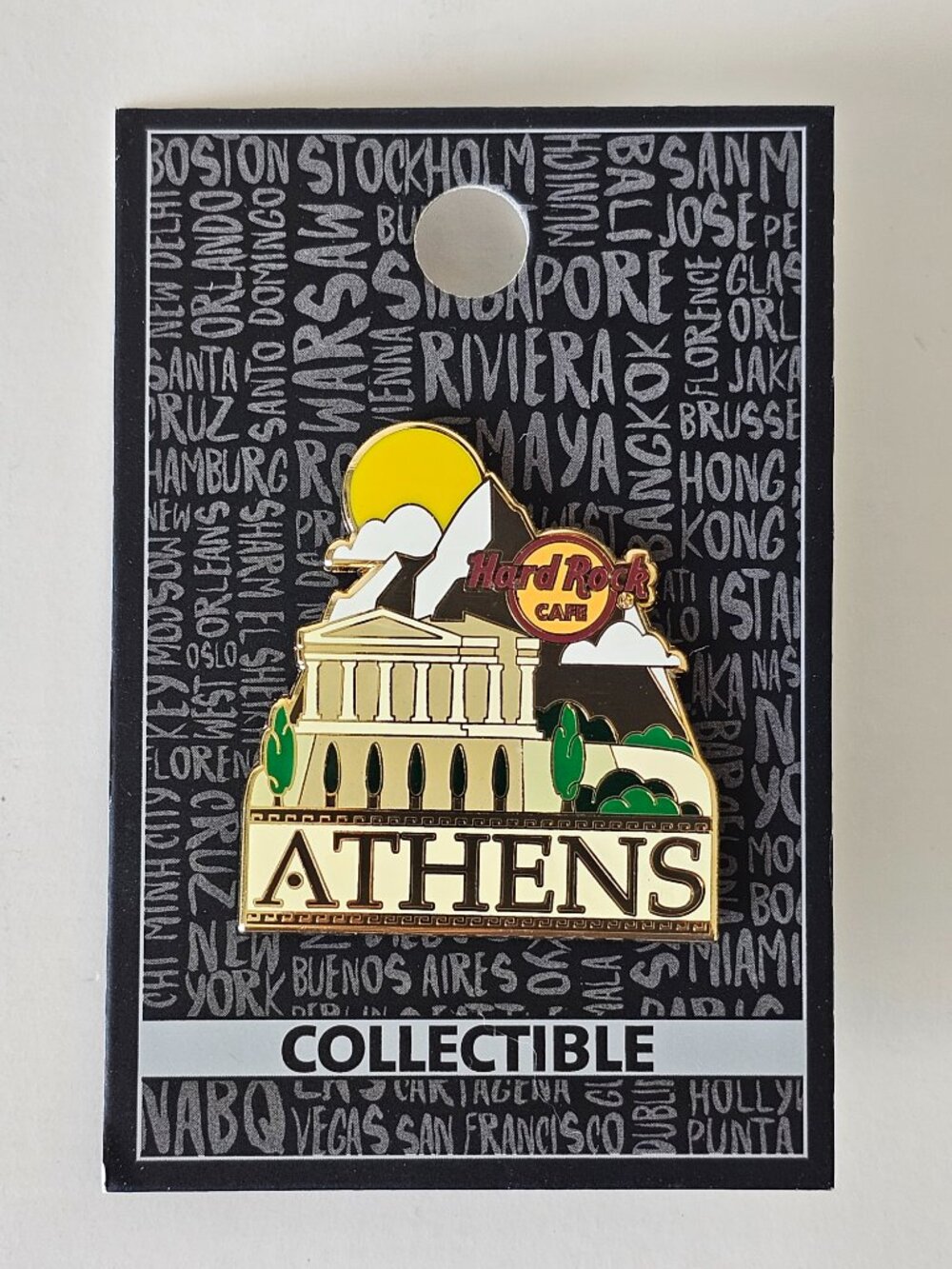 NIB Hard Rock Cafe Pin Athens Greece Acropolis Core Mountains Collectible